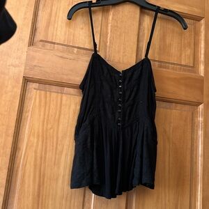 Denim and supply black slightly see-through tank top adjustable straps